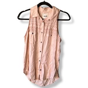 Mudd pink y2k Blush aztec western embroidered sleeveless shirt top button down